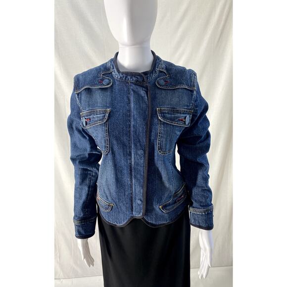 Yuka Jean Jacket in Denim Blue Denim with Dark Piping Size Medium - Picture 4 of 13
